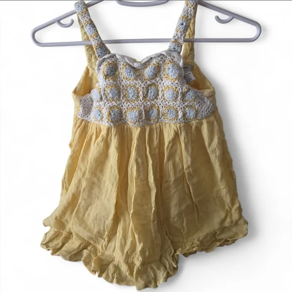 Haute Hippie Crochet Dress Girls 5t Yellow Sunflower Boho Baby Naturals - Picture 4 of 9